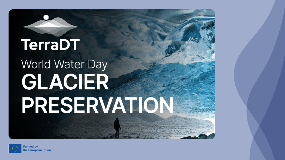Glacier preservation - World water day - image of a glacier and terradt logo